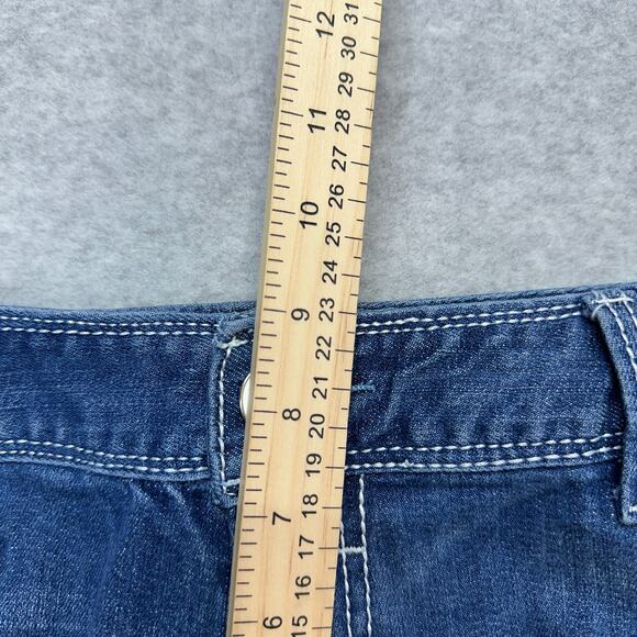 Ariya Jeans Cuffed Pants Women's 15/16 Blue Distressed Denim Lace Detail Raw Hem - Picture 9 of 11